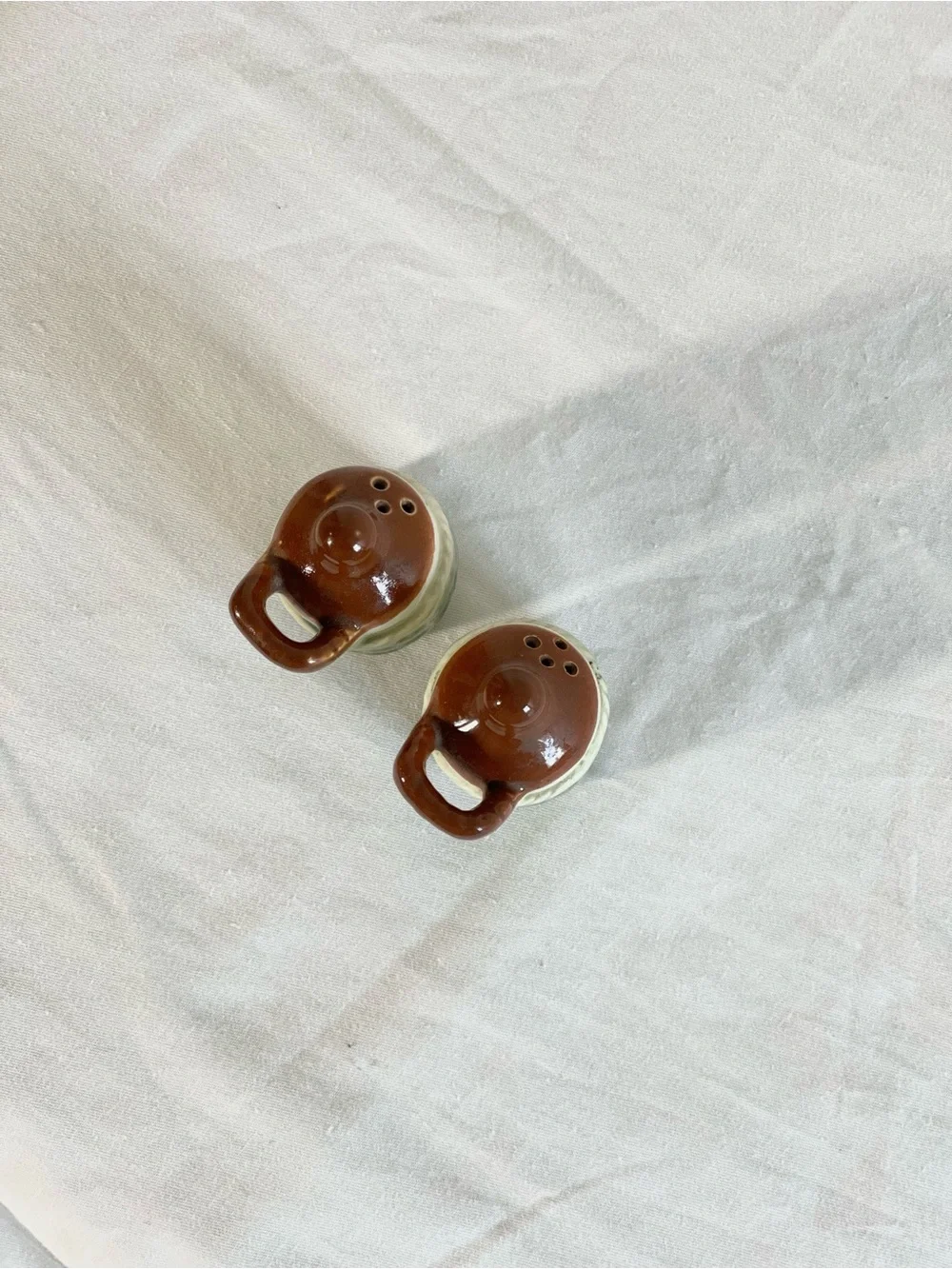 Vintage Green & Brown Salt and Pepper Shakers - Ceramic Home Accent